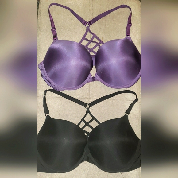 Victoria's Secret Set of 2 Front closure bras, Size 38D, Black and Purple - Picture 1 of 7